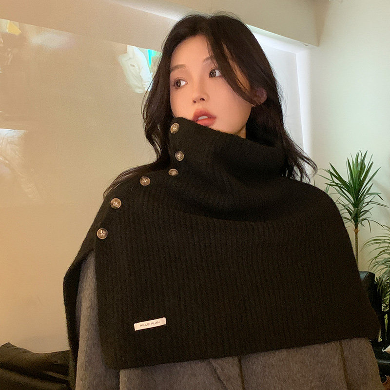 韩版开叉高领羊毛披肩外搭女秋冬季钮扣针织套头脖套保暖百搭围脖,服饰配件/皮带/帽子/围巾,围巾/丝巾/披肩,淘宝优惠券,粉丝福利购,淘宝优惠卷