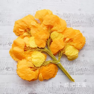 仿真胡杨叶黄色杨树叶杨树林装饰秋季树枝树叶假叶子红枫叶银杏叶