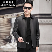 Giải phóng mặt bằng mùa xuân và mùa thu Hained Leather Leather Men Dad Slim Lapel Casual Áo khoác da cừu Áo khoác da cỡ lớn - Quần áo lông thú