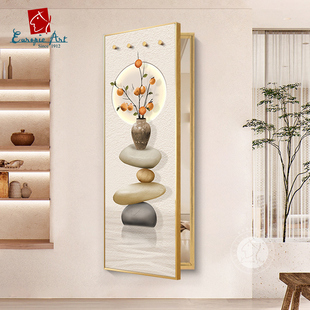 石来运转推拉全身镜装饰画隐藏式穿衣镜开门翻开式可关闭入户壁画