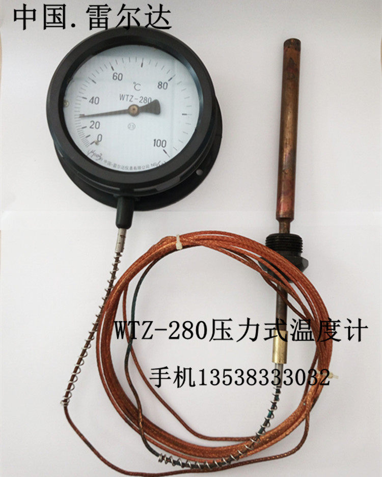 雷尔达压力式温度计WTZ/WTQ-280 0-100度锅炉工业用指针温度表