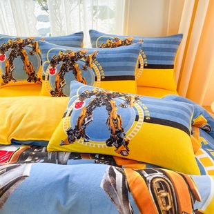 牛奶绒枕套30X50cm儿童男童变形金刚大黄蜂卡通幼儿园枕头套40X60