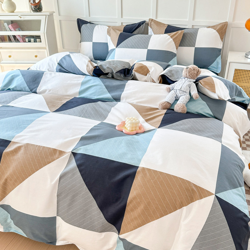 纯棉被套单件100全棉格子男生学生被单套双人单人被罩150x200x230