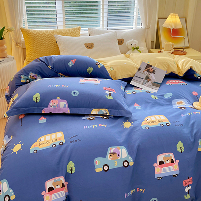 幼儿园专用午睡全棉被套单件卡通小汽车儿童男孩男童单独纯棉被罩