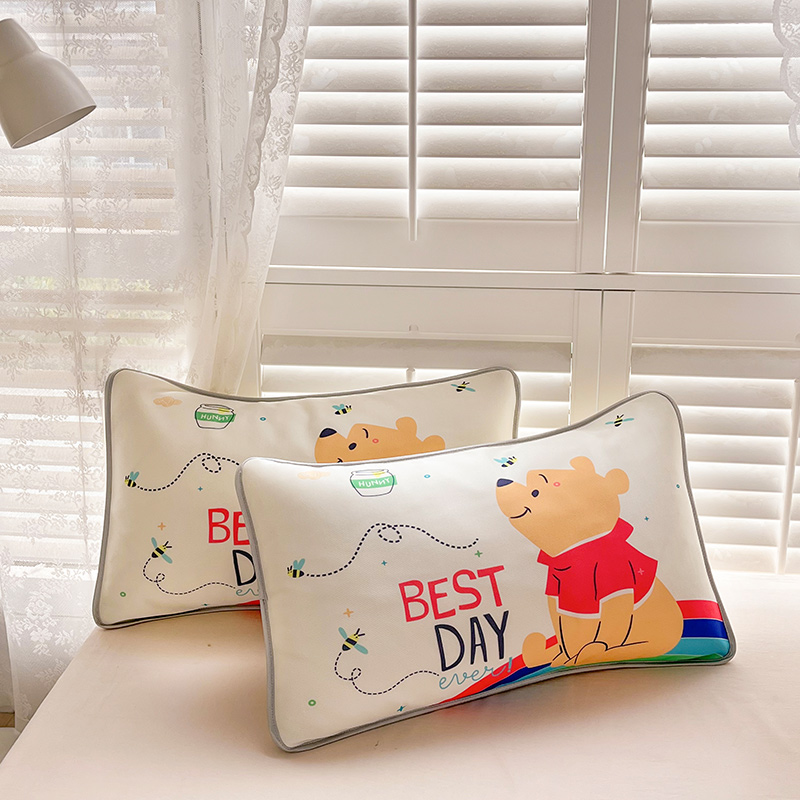 夏季儿童男孩小熊冰丝枕套学生卡通枕巾幼儿园宝宝枕芯套30x50cm