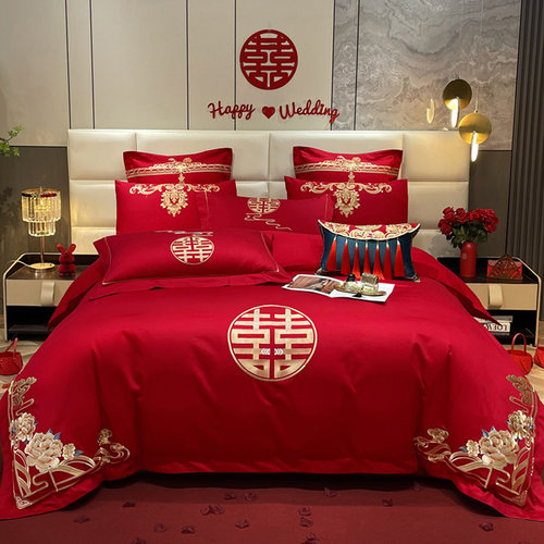 新中式全棉刺绣套件结婚喜庆
