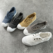 韩国帆布鞋 一脚蹬懒人松紧带软底透气防滑底西班牙女鞋 毛边开车穿