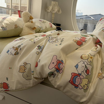 ins卡通假日公园日记床上四件套