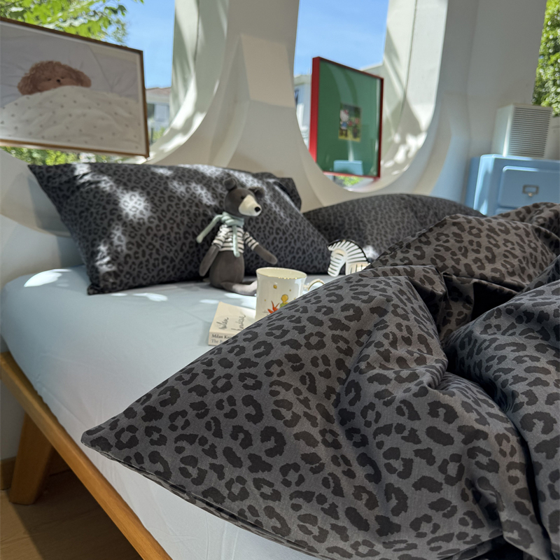 少女心时尚豹纹床上四件套全棉