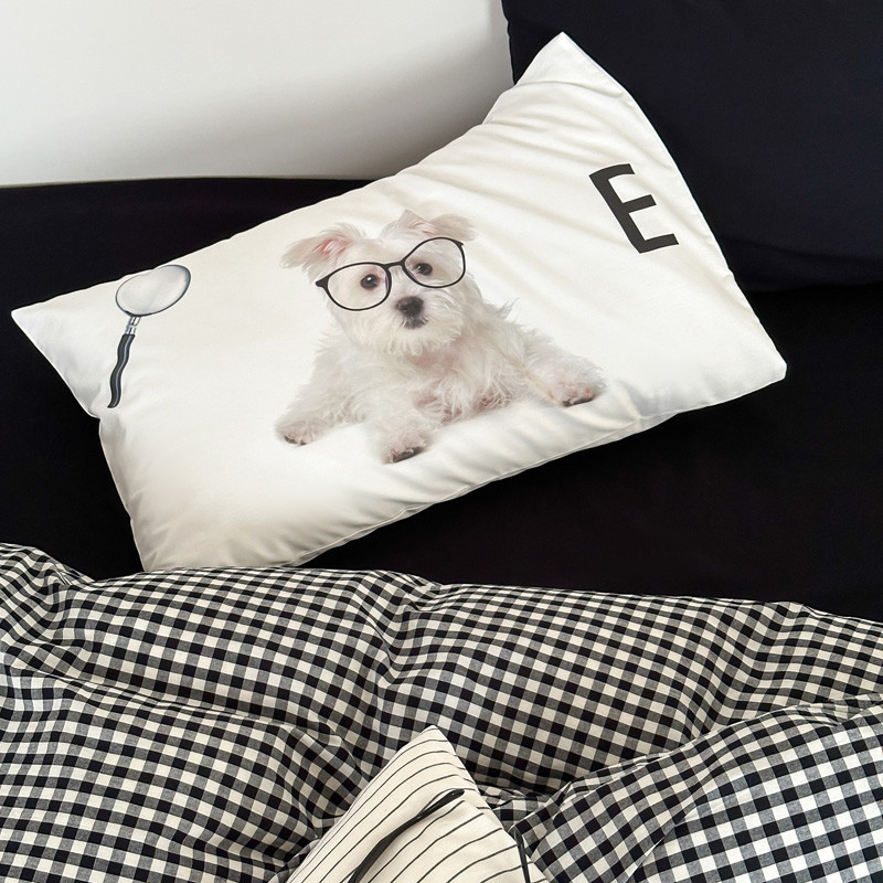 ins风软萌小动物单独纯棉数码印花枕套一只枕套枕袋信封枕少女心