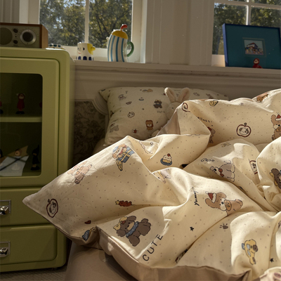 卡通狗狗派对床上四件套全棉