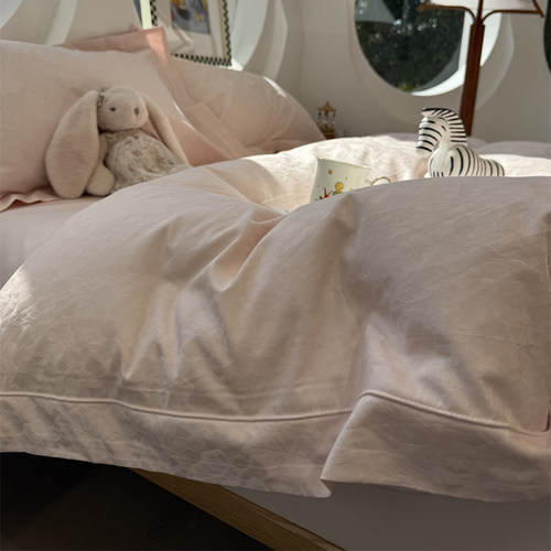 长绒棉提花温柔粉裸睡床上四件套