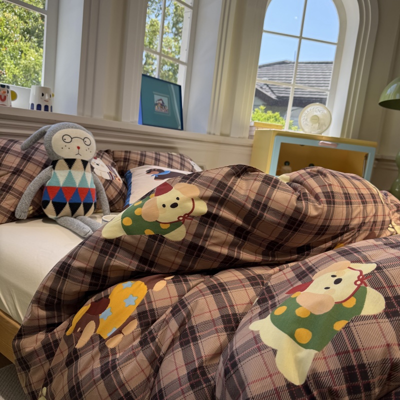 卡通可爱少女巧克力狗狗纯棉被套被罩单件单双人全棉学生宿舍枕套