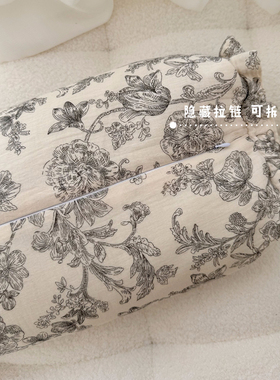 美式田园黑色碎花皱皱纱荞麦一只装枕头芯单人护颈椎枕助睡眠宿舍