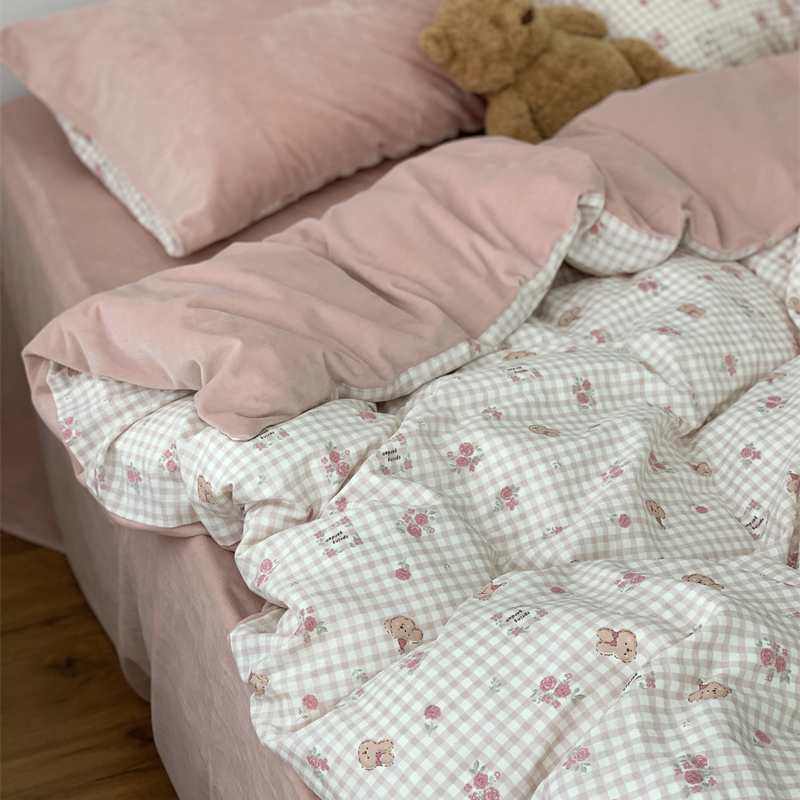 双层纱加宝宝绒珍妮狗狗四件套