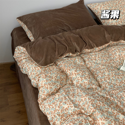 田园双层纱加宝宝绒小酱果四件套