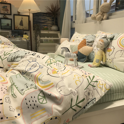 ins北欧卡通小清新四件套全棉