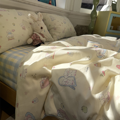 ins卡通奶油元气小狗四件套全棉