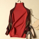 Демисезонный свитер, короткий трикотажный лонгслив, высокий воротник, в корейском стиле, оверсайз, увеличенная толщина