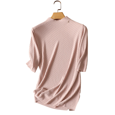 冰丝女半套头黑色打底衫气质t恤