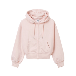 SPAO韩国同款秋季女士短款薄绒简约休闲运动连帽卫衣外套抽绳上衣