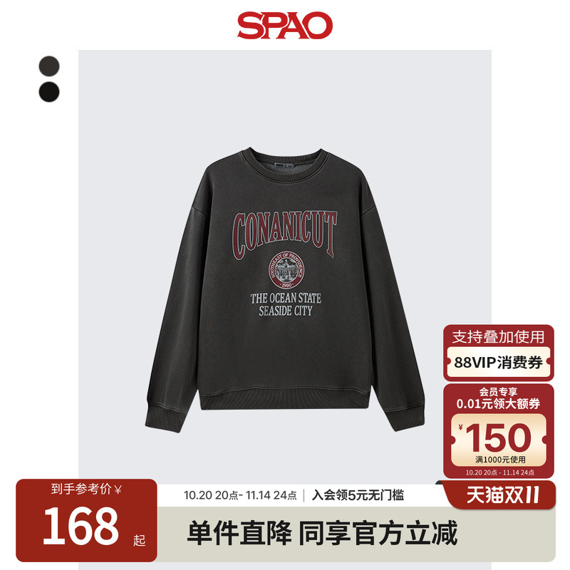 SPAO春季新品印花圆领卫衣