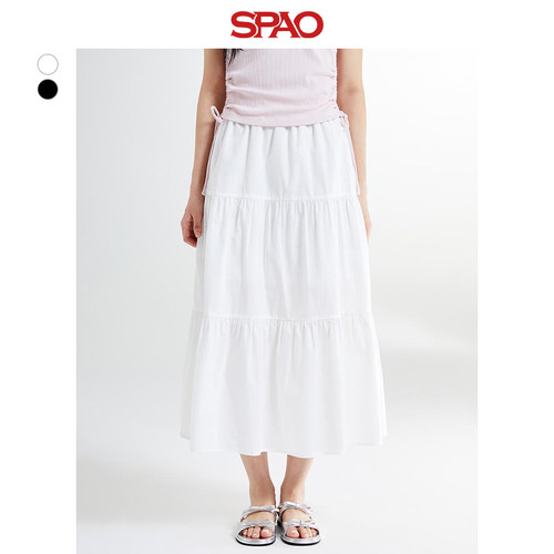 SPAO半身裙褶皱女士简约纯色