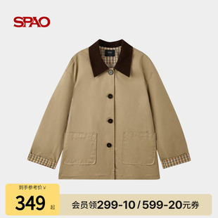 女士气质简约休闲翻领外套 新品 SPAO韩国同款 2025年冬季