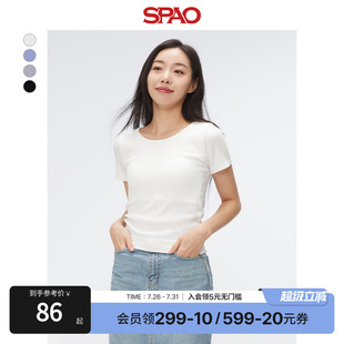 休闲针织短袖 SPAO韩国同款 女士短款 2025年夏季 T恤 新品