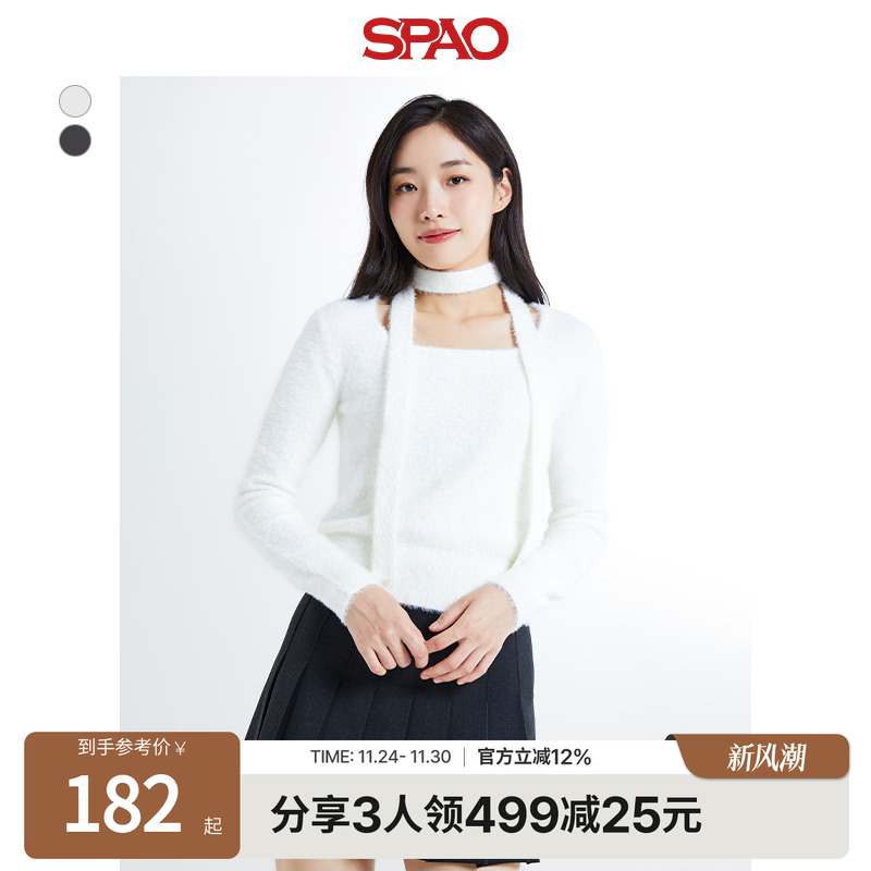 SPAO冬女士方领针织毛衣