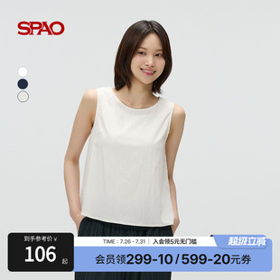 圆领宽松雪纺衫 SPAO韩国同款 女士简约休闲纯色无袖 2025年夏季 新品