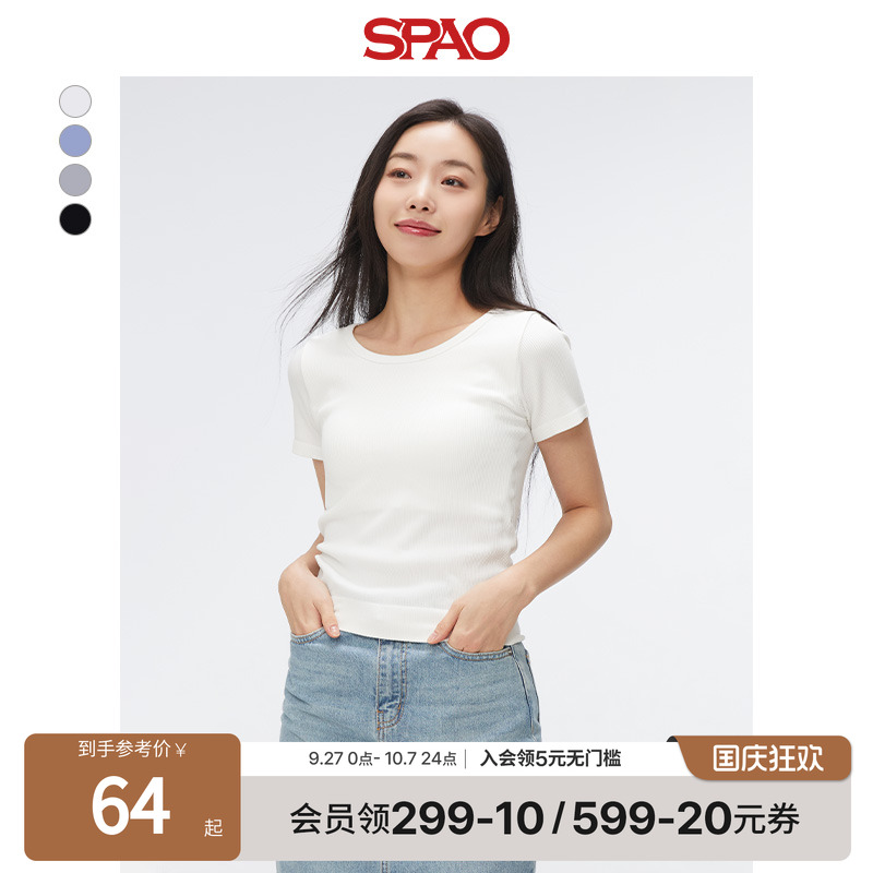 SPAO春季新品针织短袖T恤