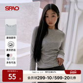 秋季 女士时尚 气质简约打底衫 SPAO韩国同款 长袖 T恤