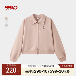 【WOODIE系列】SPAO韩国同款2026年春季新品女士休闲翻领卫衣外套