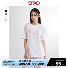 SPAO韩国同款2024年春夏新款女士时尚圆领短袖印花T恤SPRPE24G61