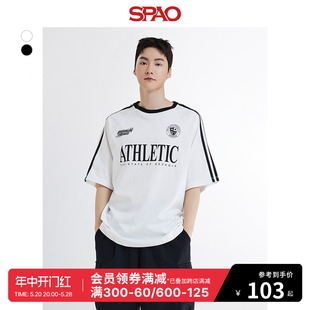 新款 男女同款 2024年夏季 SPAO韩国同款 圆领纯色印花T恤SPRPE24C43