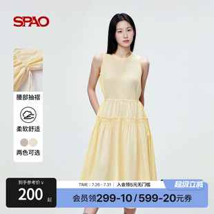 纯色无袖 SPAO韩国同款 女士甜美清新时尚 2025年夏季 连衣裙 新品