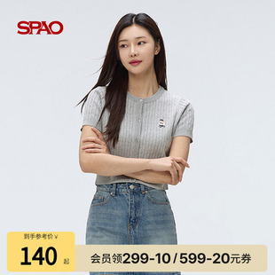 25年春秋女士天才少女风小熊短袖 SPAO韩国同款 毛衣 WOODIE系列