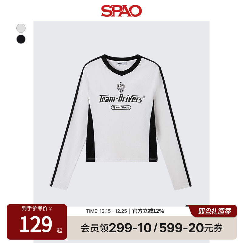 SPAO冬季时尚V领长袖T恤