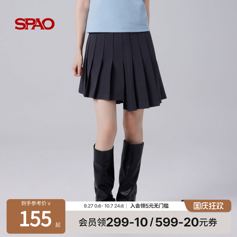SPAO春季新品百褶半身裙短裙