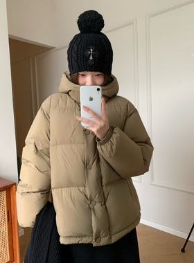 Viiwen 奶乎乎小泡芙 轻软90白鸭绒可爱连帽保暖羽绒服加厚外套冬