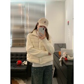 老钱风轻盈羊毛针织拼接立领显瘦短款 Viiwen 气质Lady 粉色羽绒服