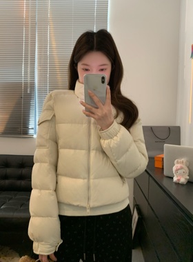 Viiwen 轻盈肯豆私服线 显瘦正肩立领保暖小个子短款羽绒服外套冬