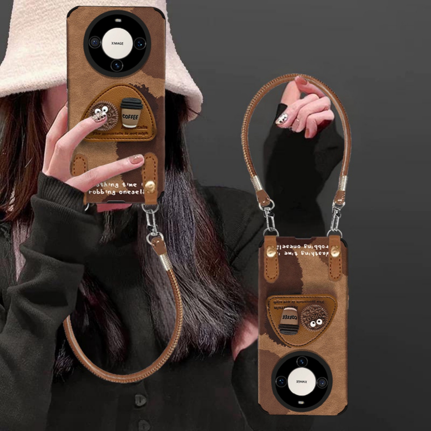 适用华为mate70pro手机壳新款pura80镜头全包mate60+秋冬皮质p70pro防摔50高级感40带挂绳支架30超火女保护套