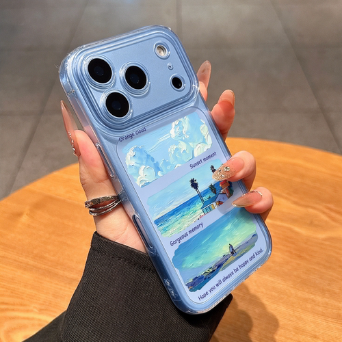 适用苹果18promax手机壳新款女iPhone18pro独特好看17蓝色海滩17pro小众高级感16防摔外壳14保护套15透明软壳