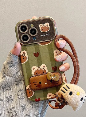 酷图适用苹果16手机壳新款带挂绳iphone14保护套女13卡通可爱HelloKitty小众15pro超火12创意支架11高级感pro