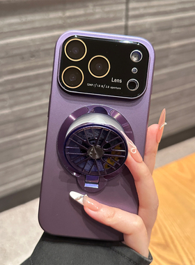 暗紫色iP17Pro磁吸旋转陀螺支架适用iPhone15pro苹果手机壳16Promax新款11高级12镜头膜14plus男女13P防摔套