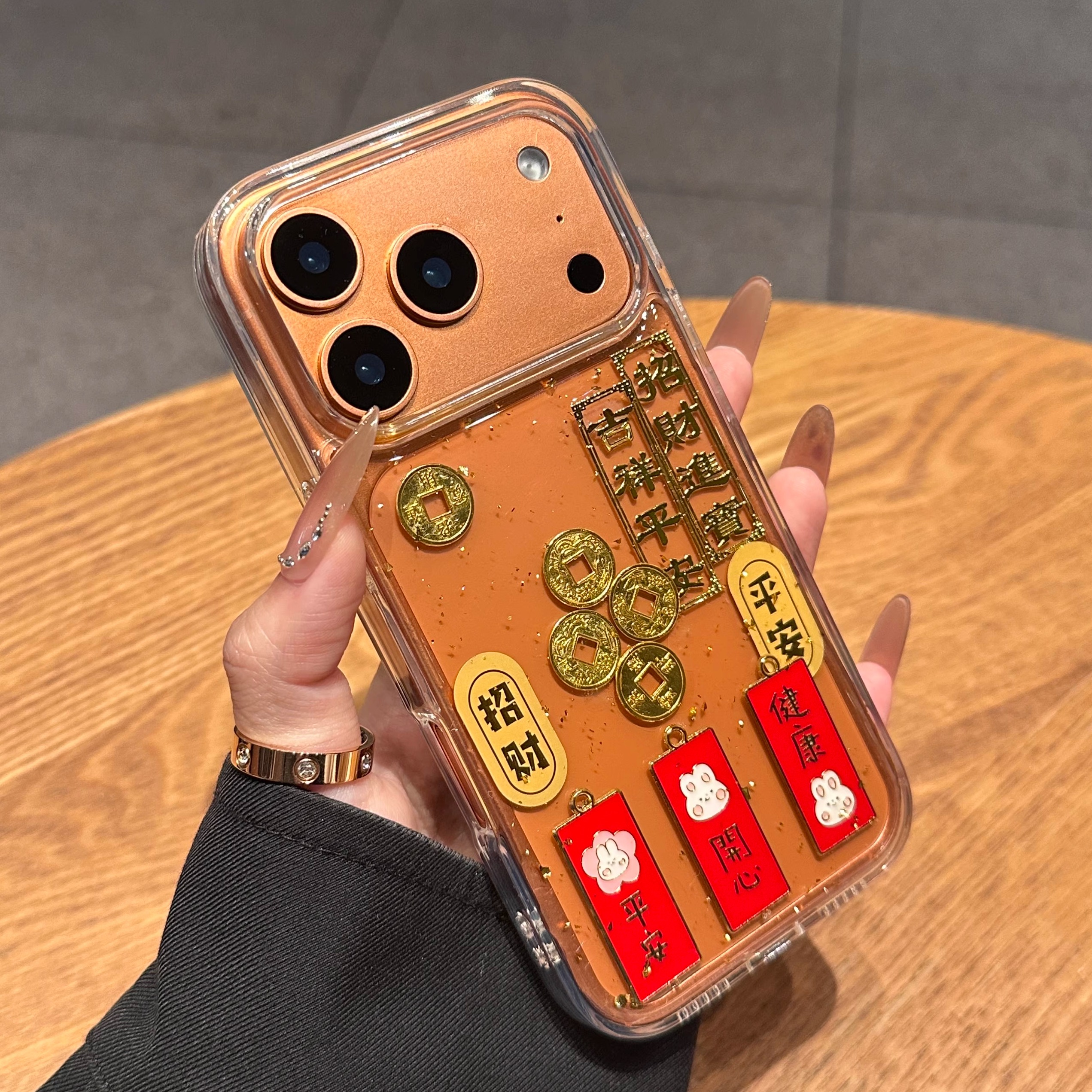 适用苹果17promax手机壳新款iphone16pro金箔平安吉祥Air保护套超薄15硅胶13高级感14全包防摔12透明女款pm男