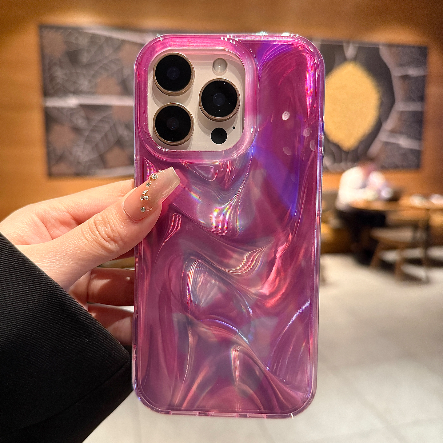 酷图适用苹果16promax手机壳新款iphone15pro保护套创意晕染水波纹14pmm全包防摔13pro小众超好看16简约女款