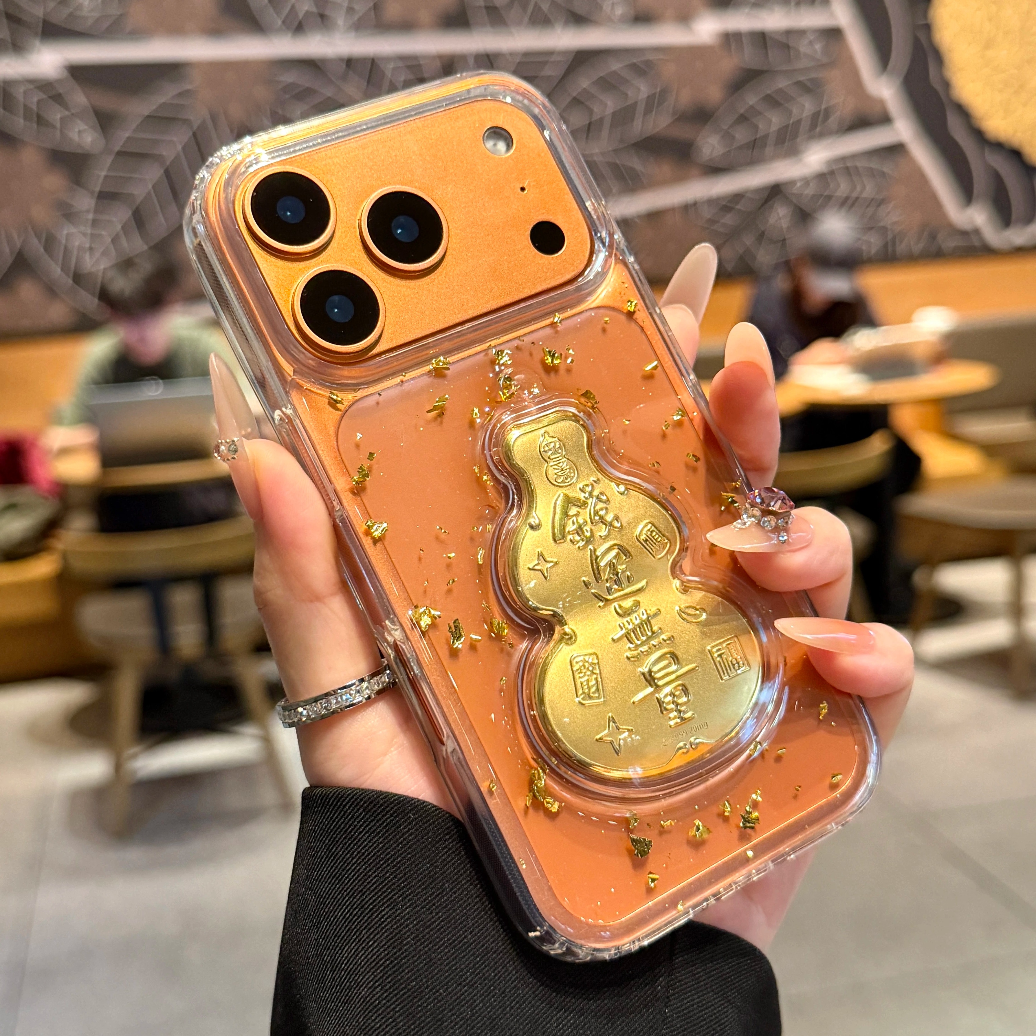 适用苹果17promax手机壳新款iphone17金箔钱途无量葫芦16pro保护套13创意14pm全包防摔15透明高级感air简约女